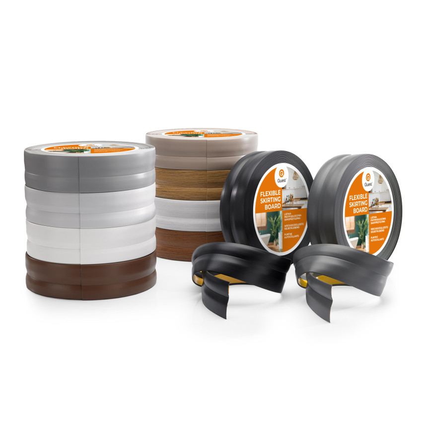 Plinthe Souple Auto-Adhésive en PVC 32x23 mm, Bande Flexible, Facile à Installer, sur Toutes les Surfaces, blanc