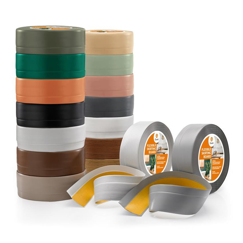 Plinthe Souple Auto-Adhésive en PVC 50x20 mm, Plinthe Souple, Bande Flexible, Facile à Installer, vert