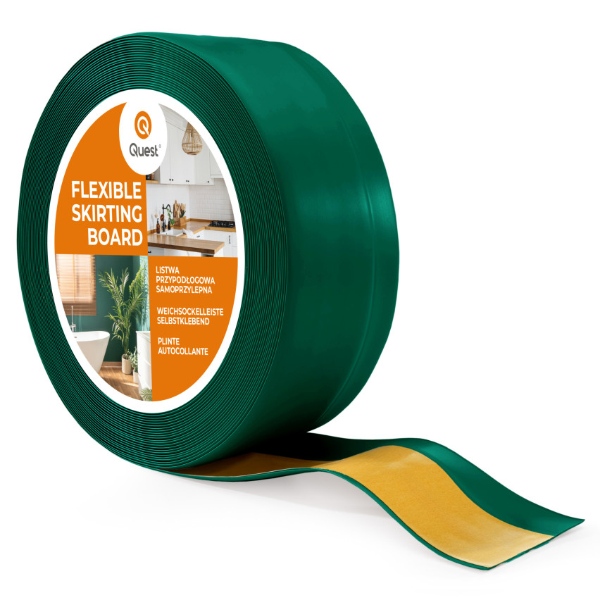 Plinthe Souple Auto-Adhésive en PVC 50x20 mm, Plinthe Souple, Bande Flexible, Facile à Installer, vert