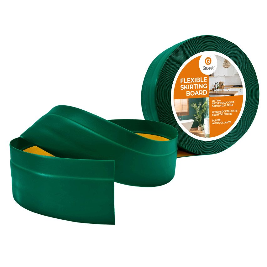 Plinthe Souple Auto-Adhésive en PVC 50x20 mm, Plinthe Souple, Bande Flexible, Facile à Installer, vert