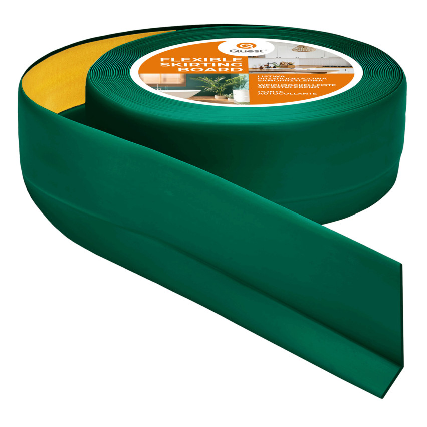 Plinthe Souple Auto-Adhésive en PVC 50x20 mm, Plinthe Souple, Bande Flexible, Facile à Installer, vert