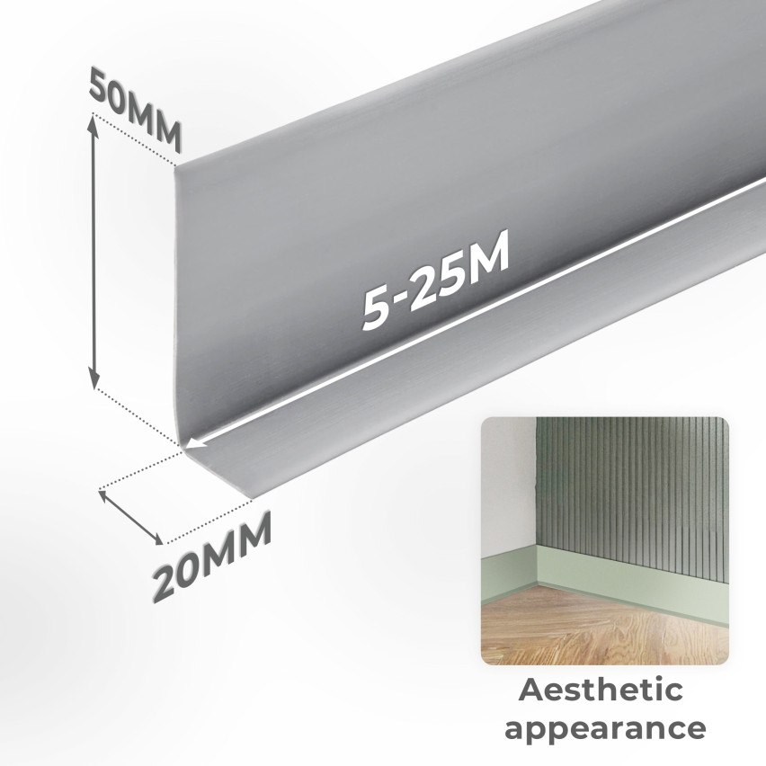 Plinthe Souple Auto-Adhésive en PVC 50x20 mm, Bande Flexible, Facile à Installer, sur Toutes les Surfaces, beige