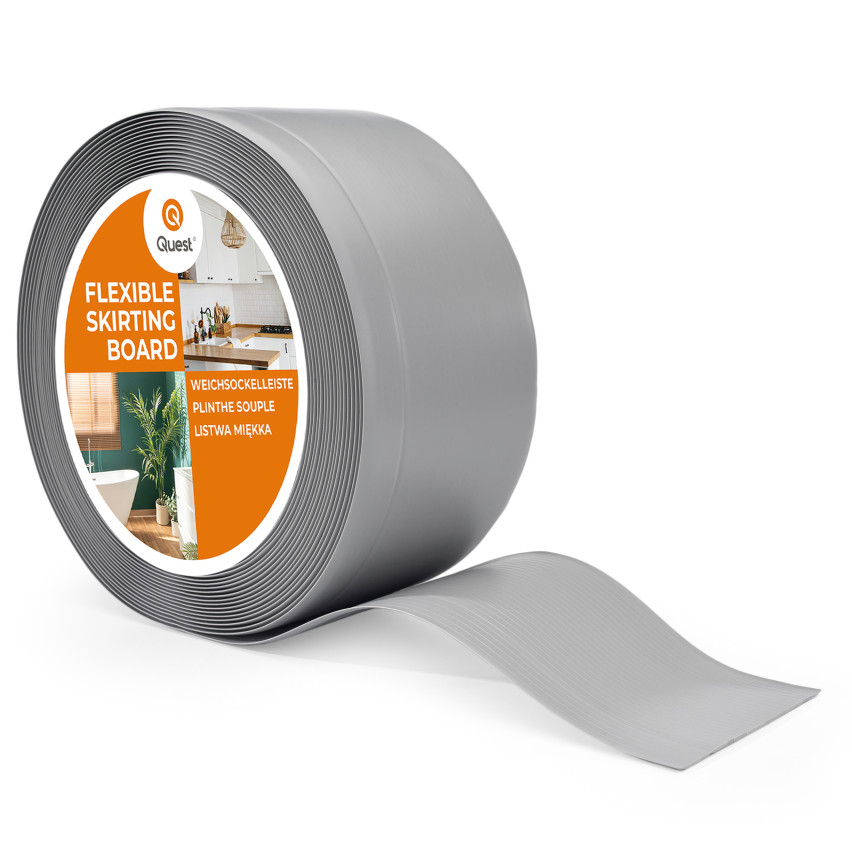 Plinthe en PVC Flexible 100x25 mm, Plinthe Souple et Élastique pour Finitions et Surfaces de Jonction, gris