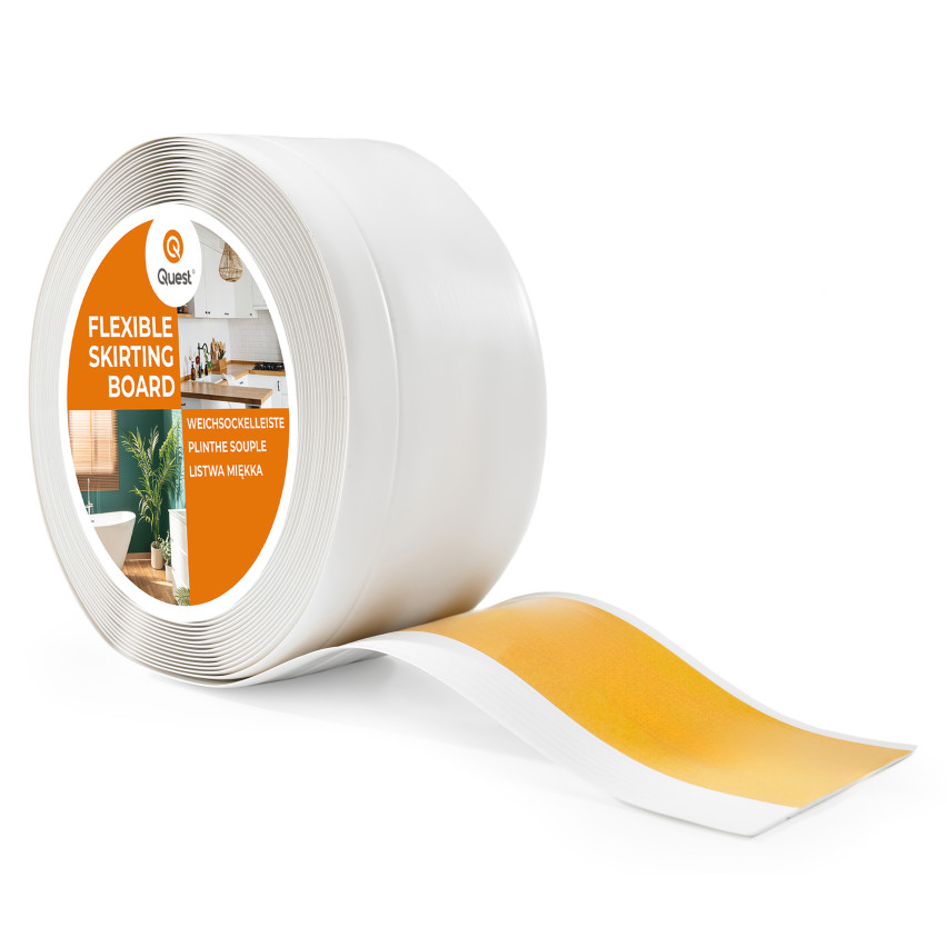 Plinthe Souple Auto-Adhésive en PVC 100x25 mm, Bande Flexible, Facile à Installer, Adaptée à Toutes Surfaces, blanc