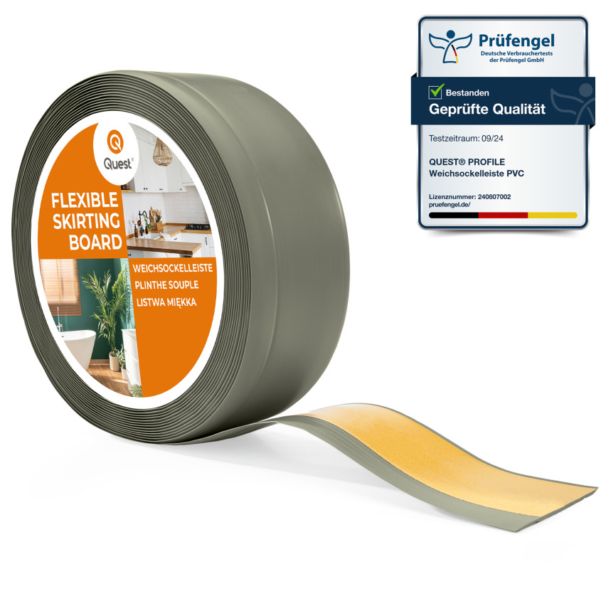 Plinthe Souple Auto-Adhésive en PVC 70x20 mm, Bande Flexible, Facile à Installer, Adaptée à Toutes Surfaces, olive