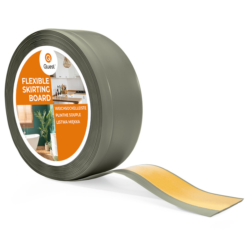 Plinthe Souple Auto-Adhésive en PVC 70x20 mm, Bande Flexible, Facile à Installer, Adaptée à Toutes Surfaces, olive