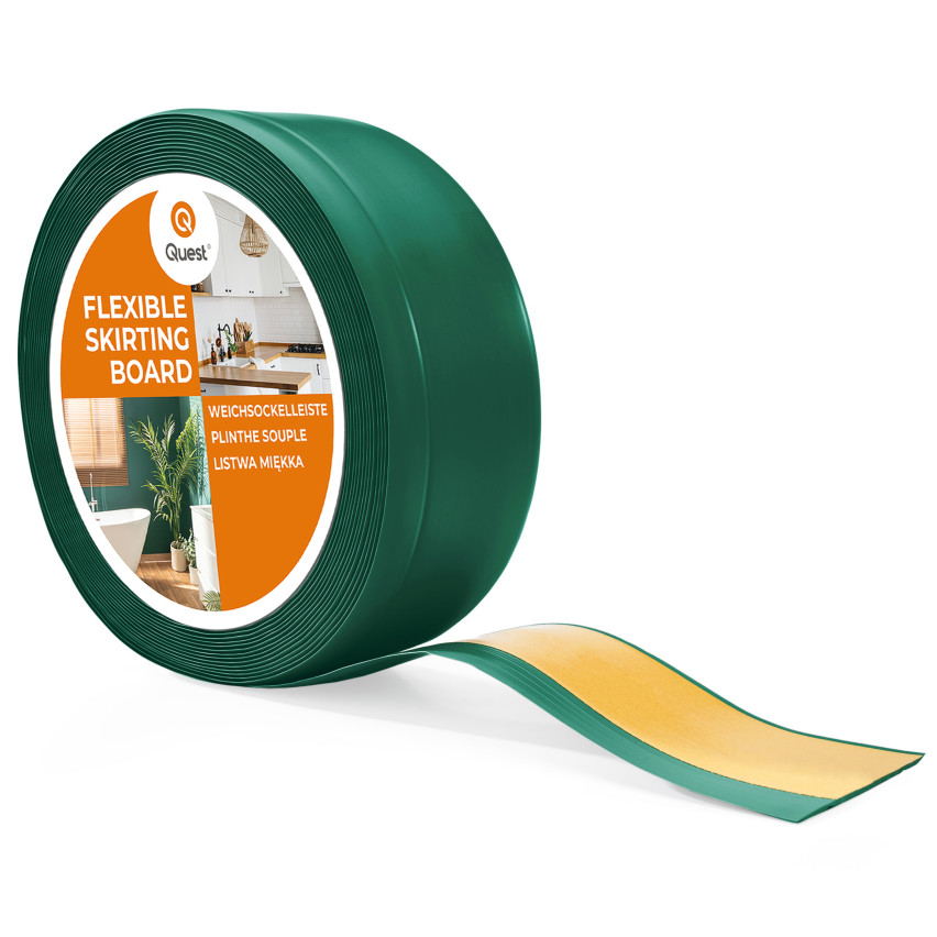 Plinthe Souple Auto-Adhésive en PVC 70x20 mm, Bande Flexible, Facile à Installer, Adaptée à Toutes Surfaces, vert