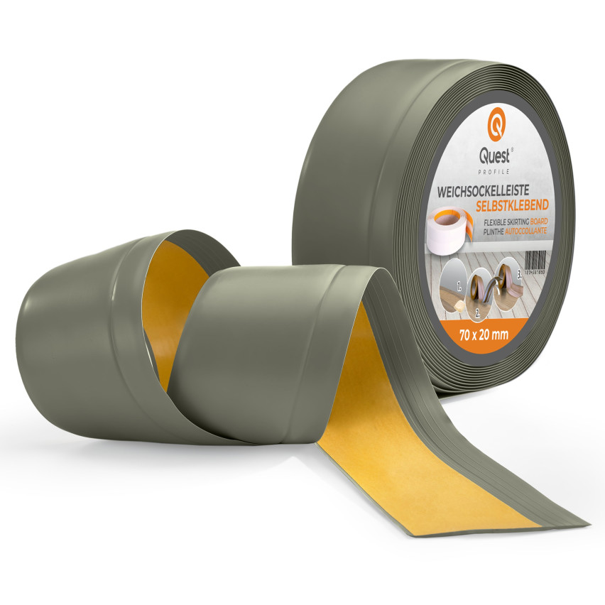 Plinthe Souple Auto-Adhésive en PVC 70x20 mm, Bande Flexible, Facile à Installer, Adaptée à Toutes Surfaces, olive