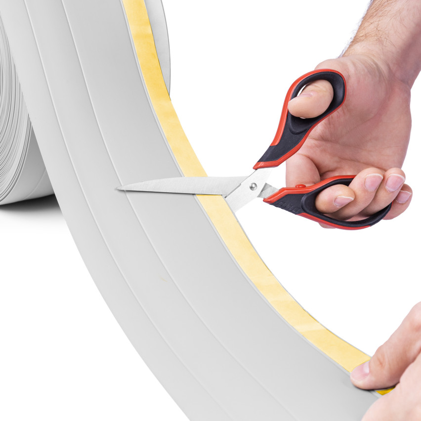 Plinthe de finition W2 en PVC 4-en-1 120 mm, baguette autocollante, masquante, plinthe souple pour sol et mur, gris