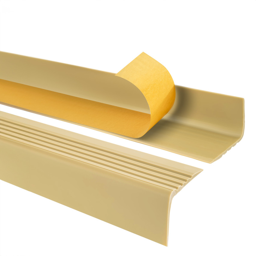 Nez de marche PVC 50x42 mm, profilé d'escalier RGP, auto-adhésif, antidérapant, protection d’escalier, crème