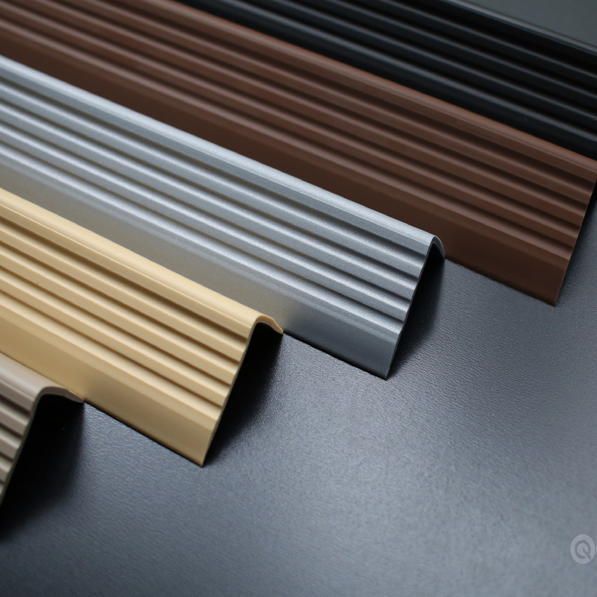 Nez de marche PVC 50x42 mm, profilé d'escalier RGP, antidérapant, protection d’escalier, gris foncé, 150 cm