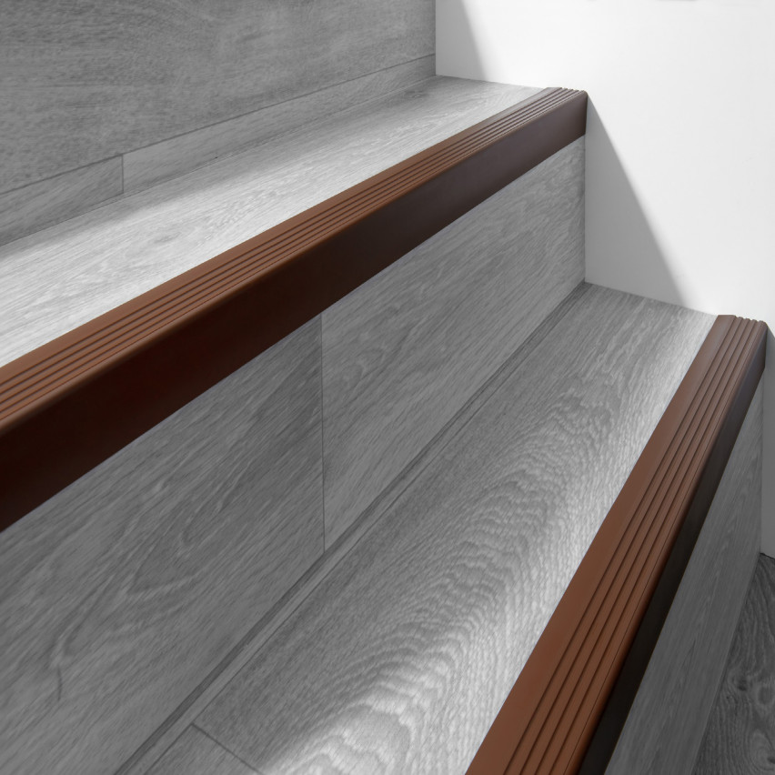 Nez de marche PVC 50x42 mm, profilé d'escalier RGP, antidérapant, protection d’escalier, bronze, 150 cm