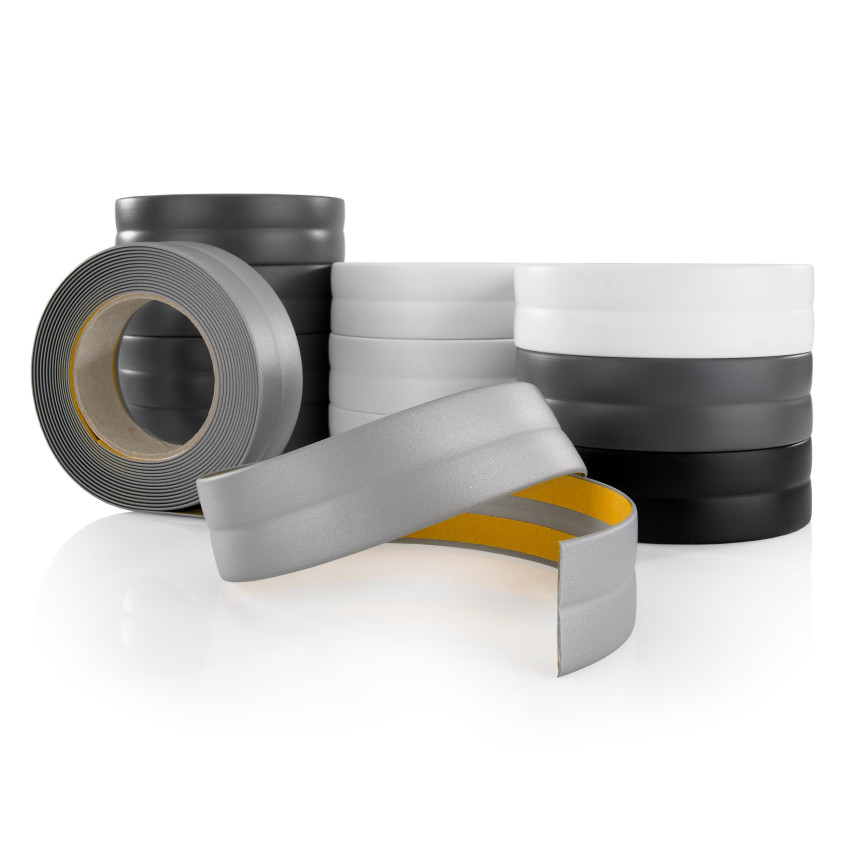 Moulure Souple Auto-Adhésive en PVC Plinthe Souple, Bande Élastique pour Finitions et Étanchéité des Jonctions, brun foncé