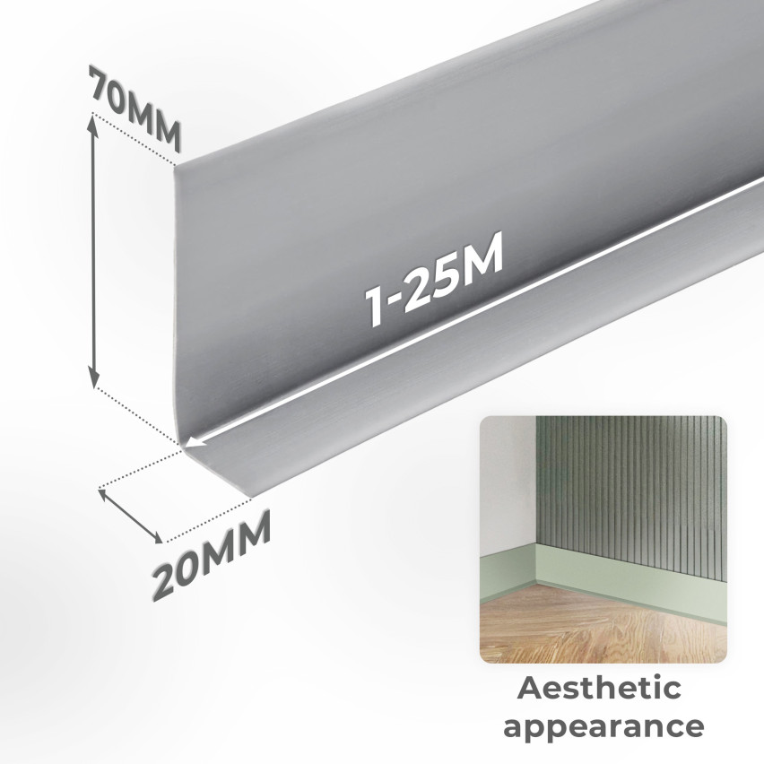 Plinthe Souple Auto-Adhésive en PVC 70x20 mm, Bande Flexible, Facile à Installer, Adaptée à Toutes Surfaces, bronze