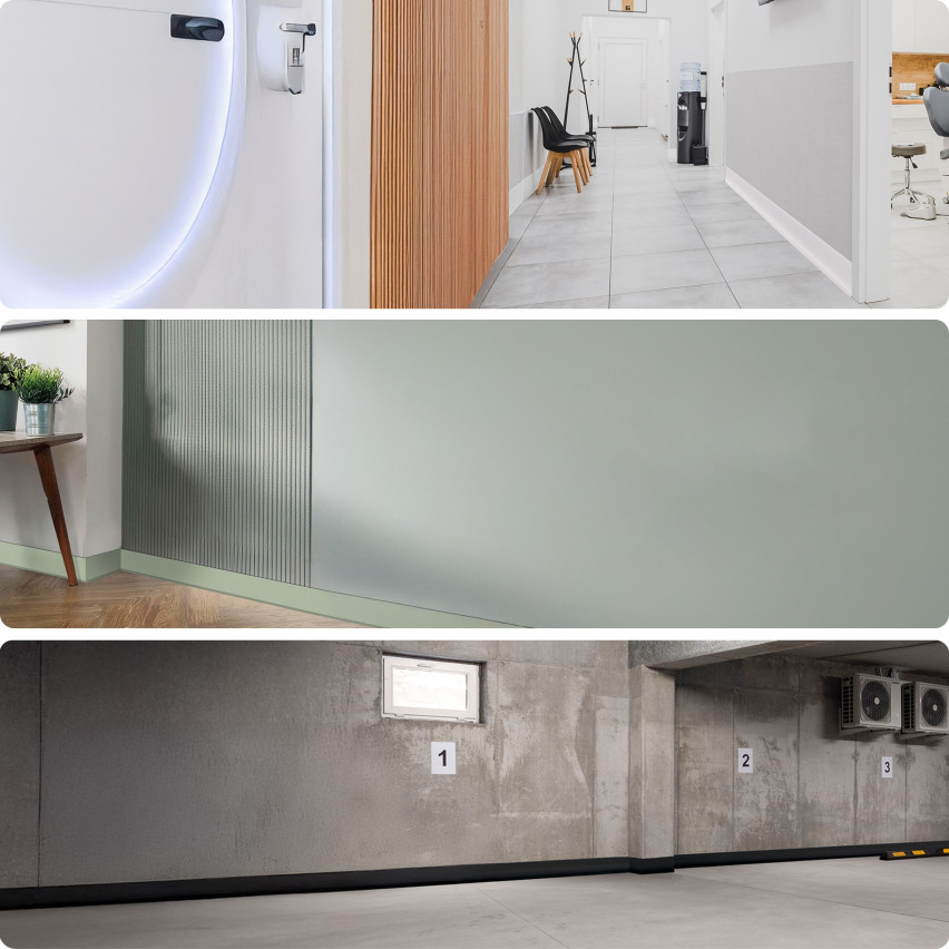 Plinthe Souple Auto-Adhésive en PVC 50x20 mm, Plinthe Souple, Bande Flexible, Facile à Installer, vert