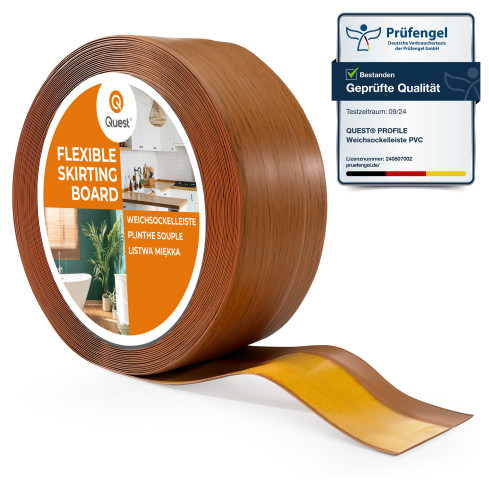 Plinthe Flexible Adhésive en PVC souple Bande de finition Ruban autocollant 50x20mm Chêne rustique